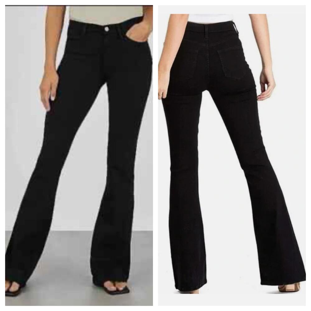 Elizabeth and James Black Jeans Fitted High Rise Flare Size 8-29 NWOT